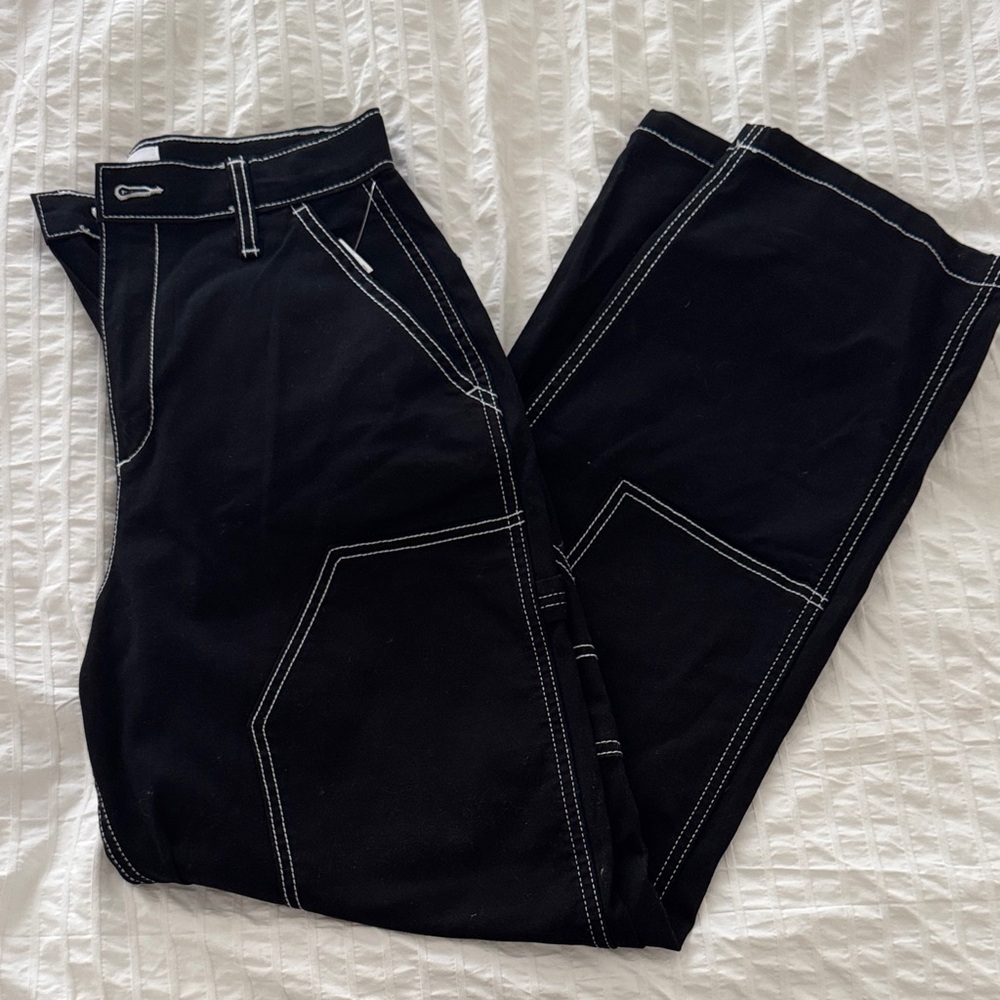 Black Pants with White Stitching